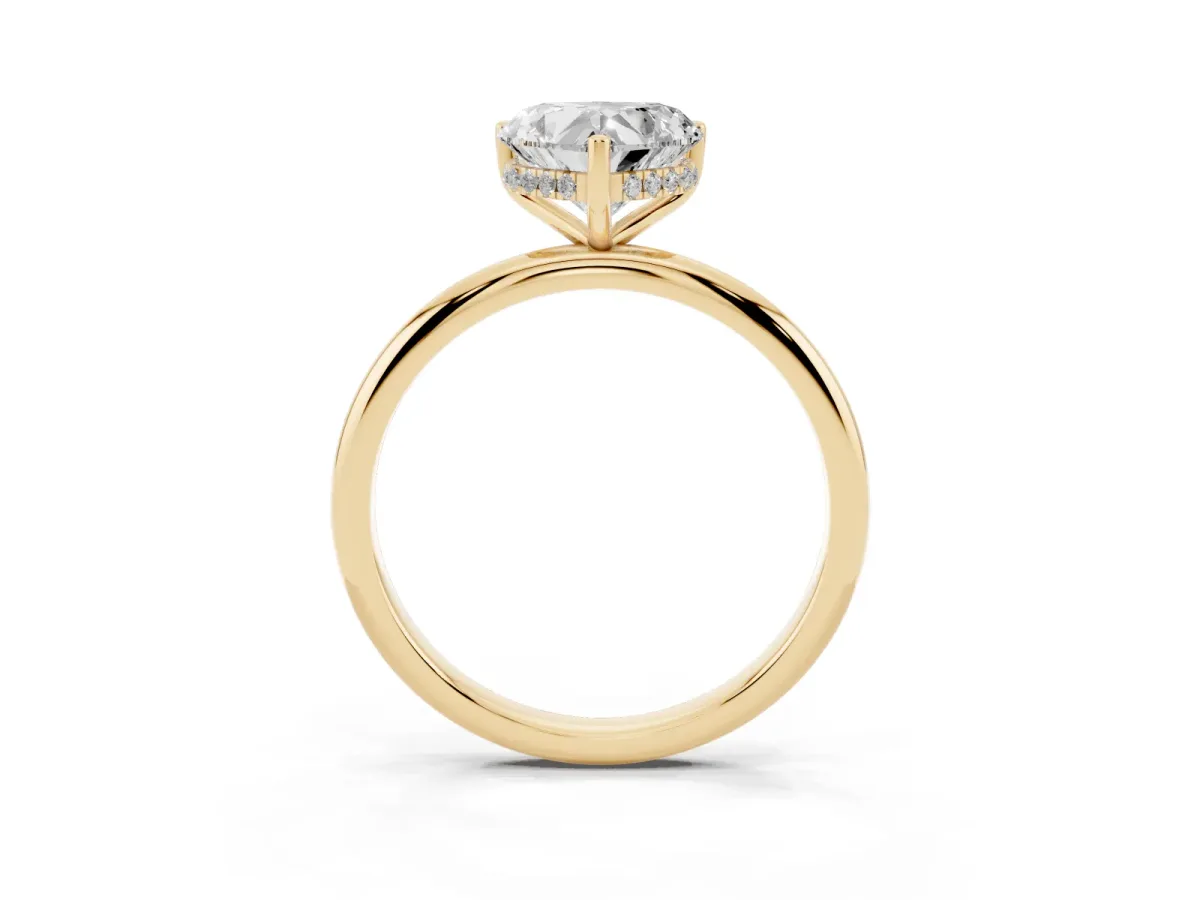 Heart Cut Cut Solitaire Engagement Ring with Four-Prong Setting and Classic Band Yellow gold