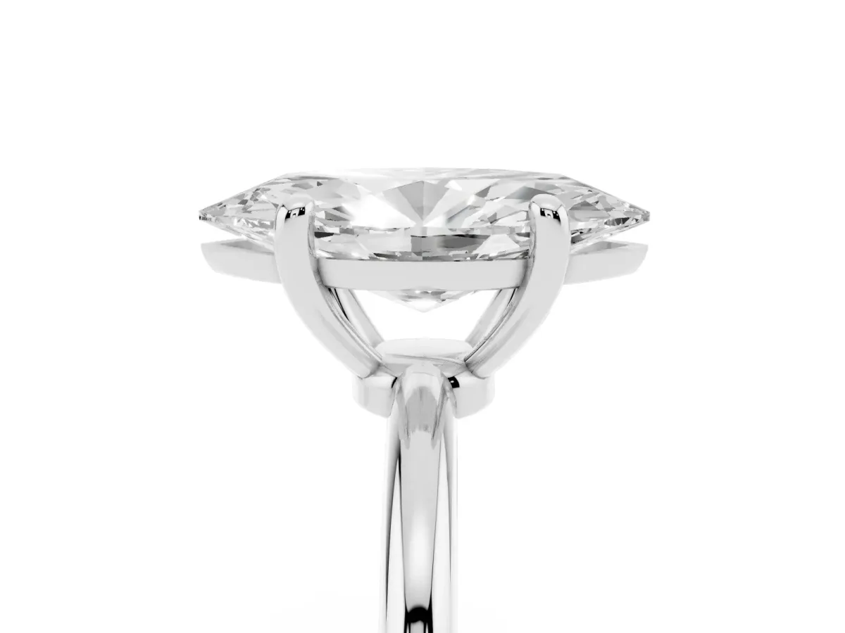 Marquise Cut Solitaire Diamond Ring with 4-Prong Setting on a Classic Band Silver
