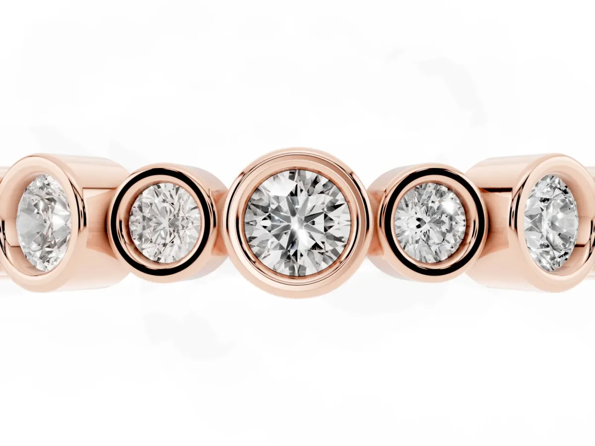 Bezel Set Round Diamond Half Eternity Band Rose gold