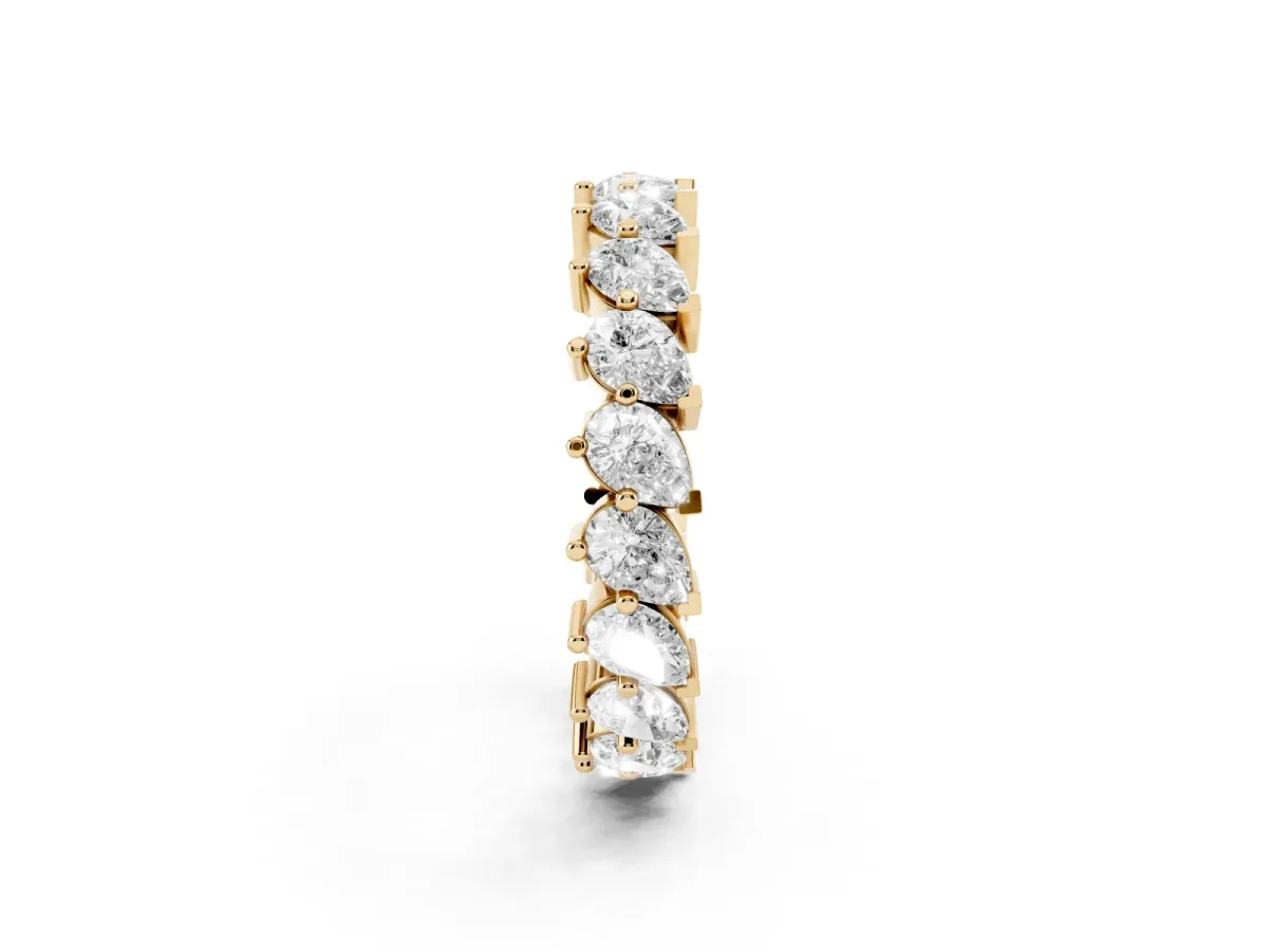 Pear Diamond Full Eternity Band with Shared Prong Setting Yellow gold