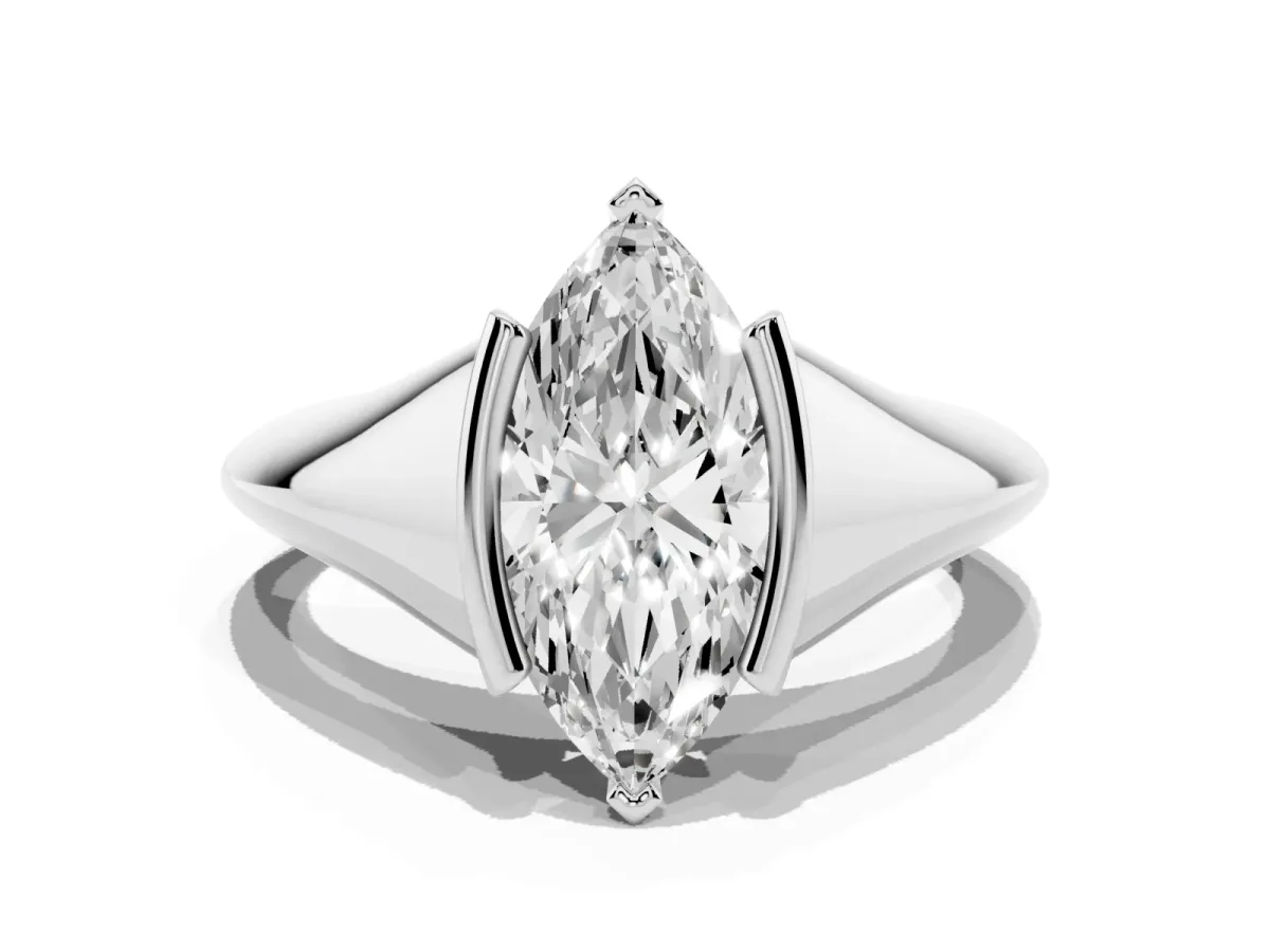Marquise Cut Solitaire Tension Set Diamond Ring White gold