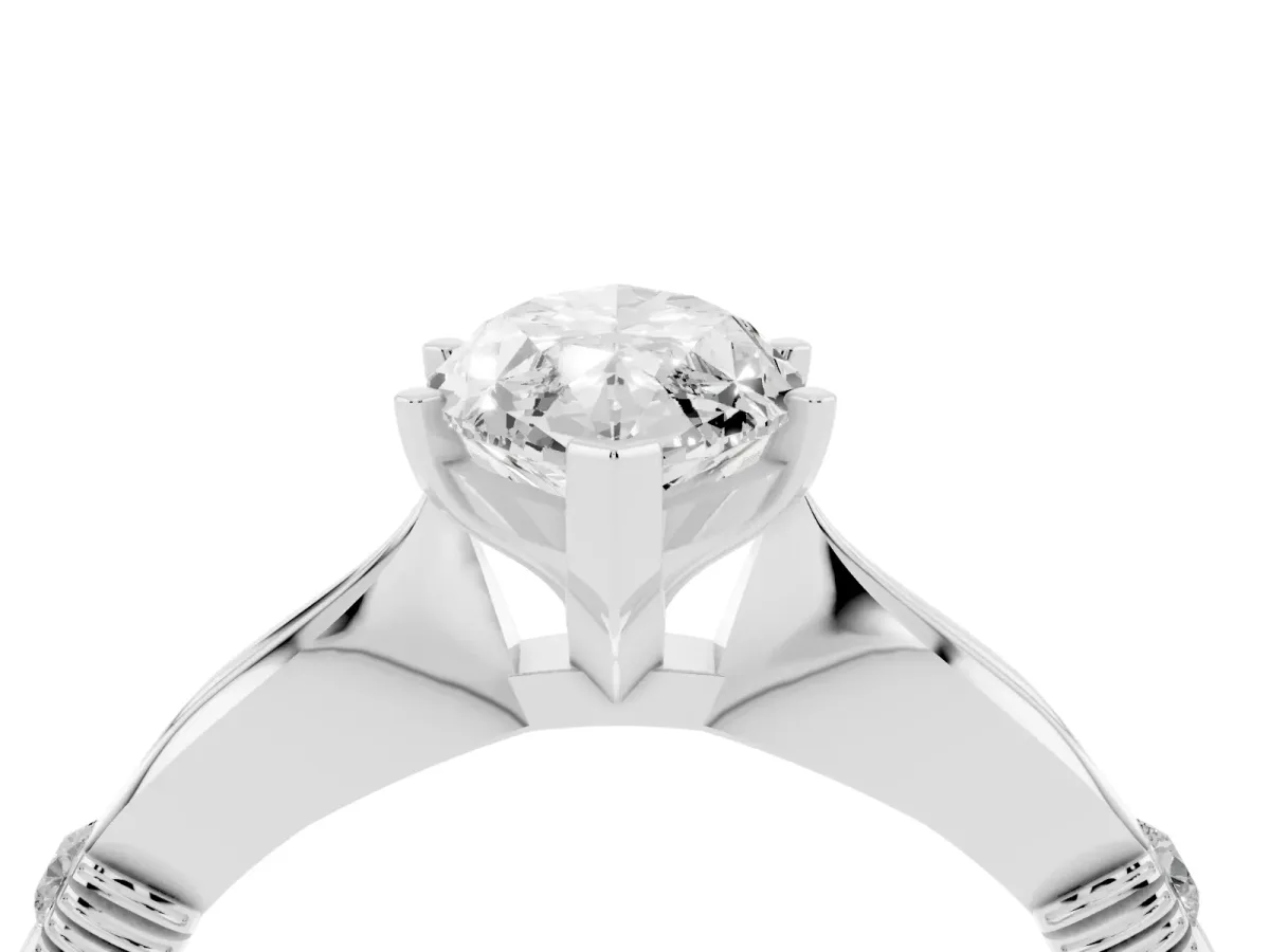 Marquise Cut Solitaire Diamond Twisted Band with Four-Prong Setting Silver