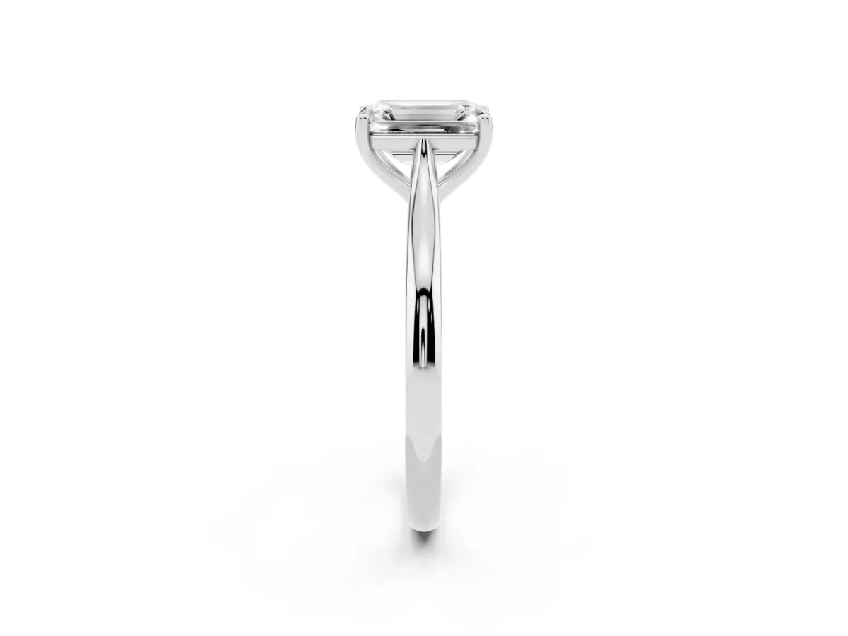 Emerald Cut Cut Solitaire Ring with Cathedral Band and Four-Prong Setting Silver