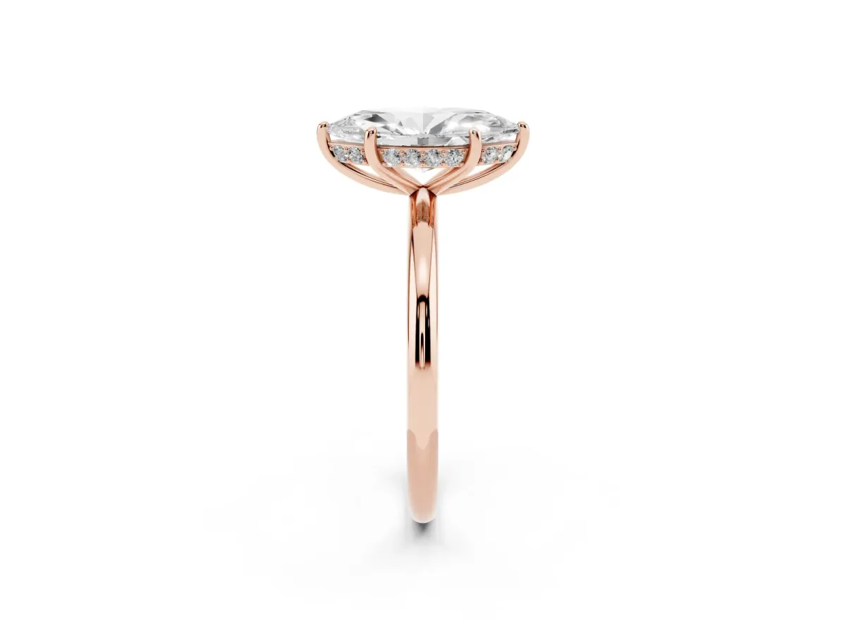 Marquise Cut Solitaire Diamond Ring with a Classic Band and Four-Prong Setting Rose gold
