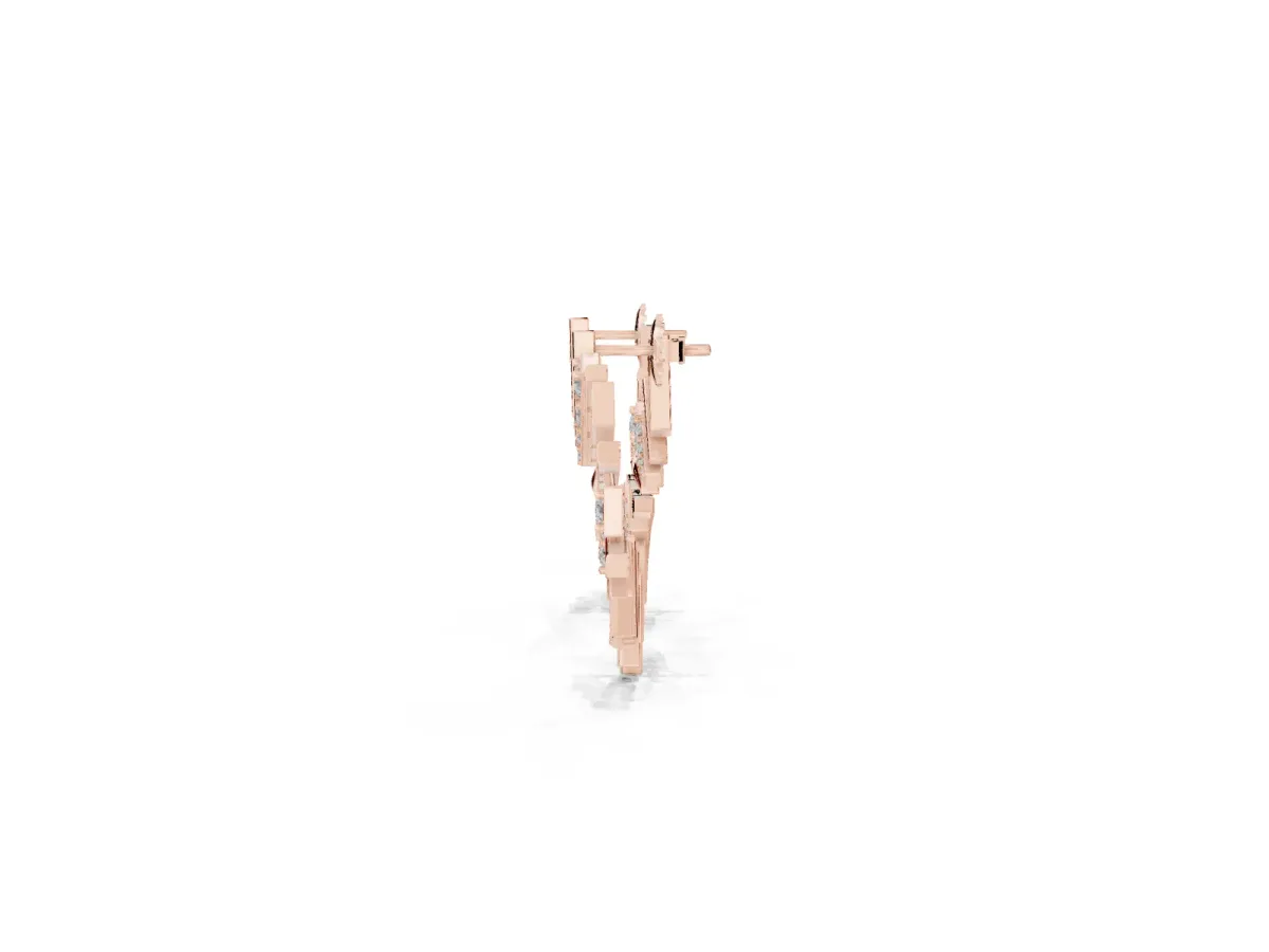 Round Diamond Fanburst Stud Earrings Rose gold