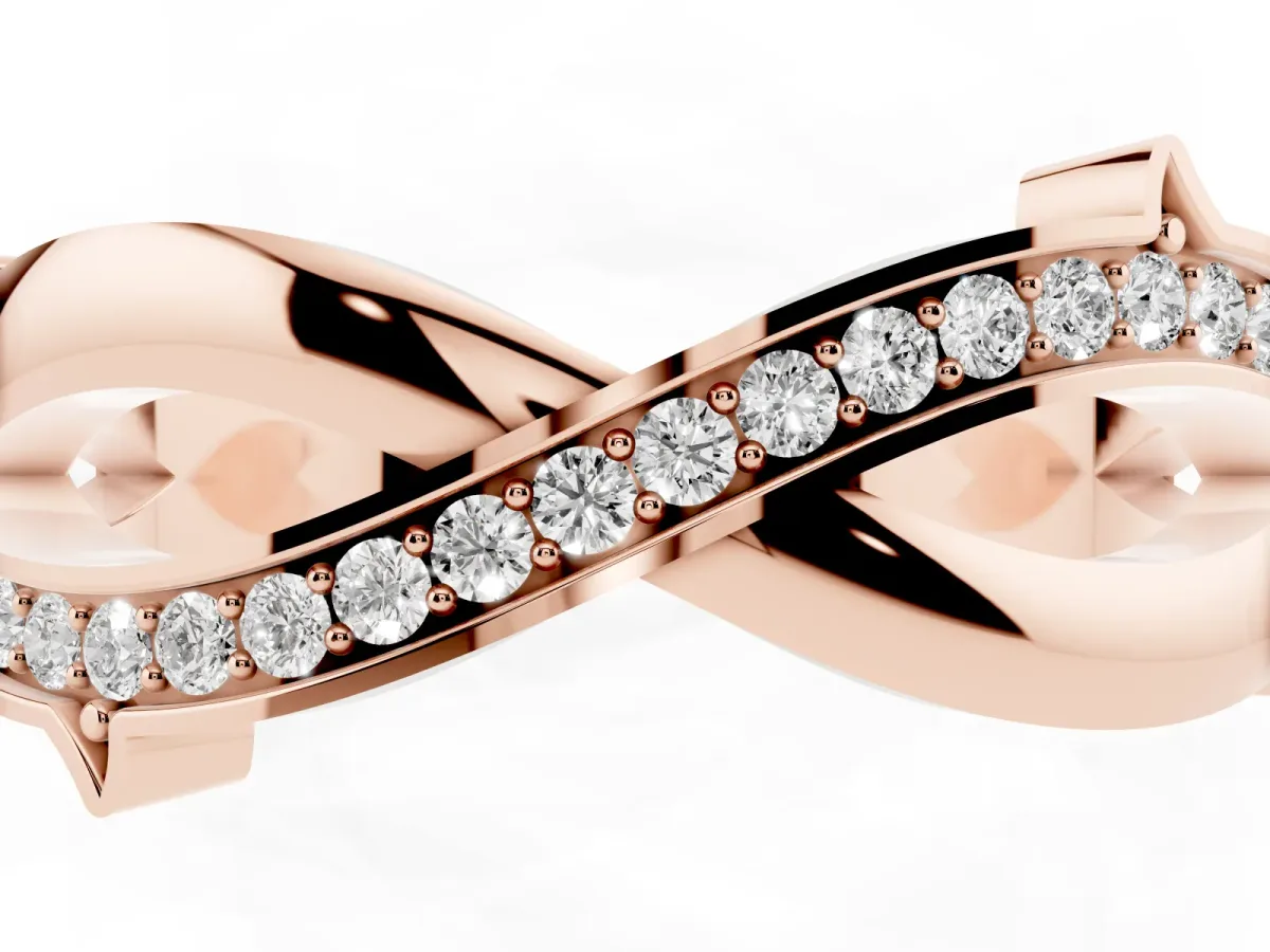 Pavé Round Diamond Twist Band with Channel Setting Rose gold
