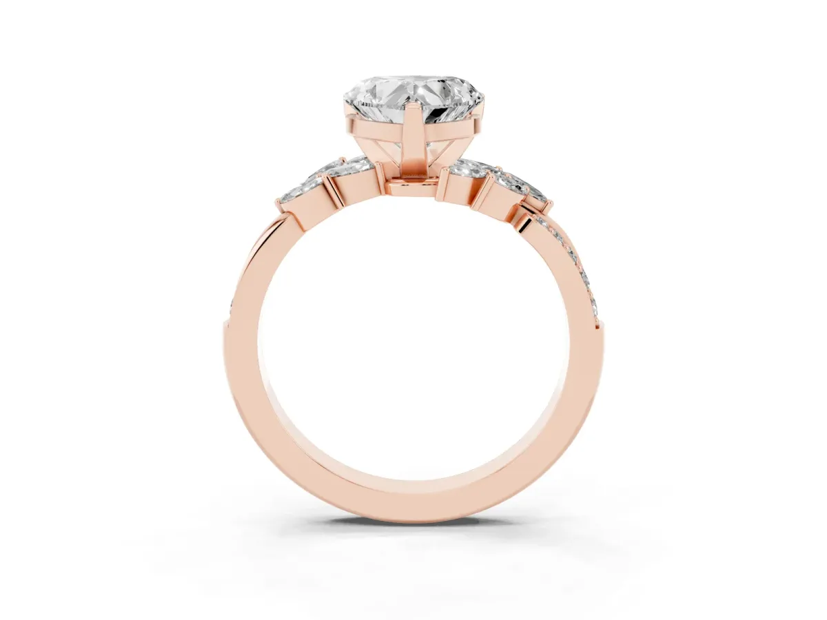 Heart Cut Solitaire Marquise Twist Band with Six-Prong Setting Rose gold