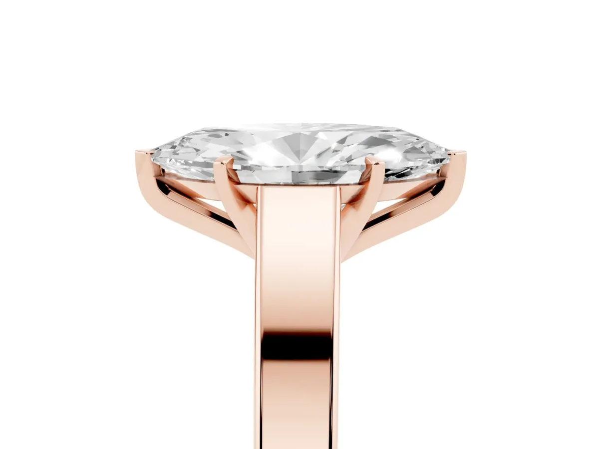Marquise Cut Solitaire Engagement Ring with Four-Prong Setting and Tapered Band Rose gold