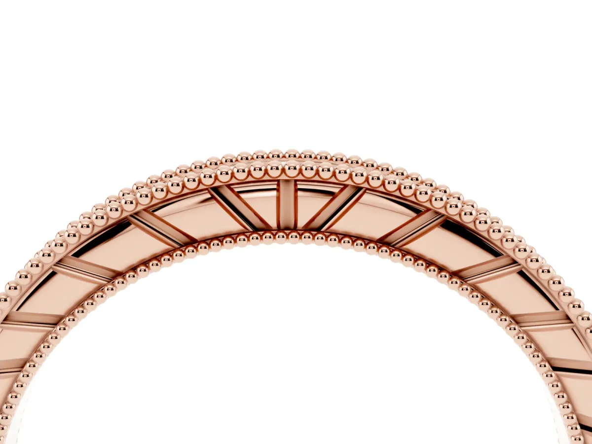 Round Cut Diamond Milgrain Eternity Band with Channel Setting Rose gold