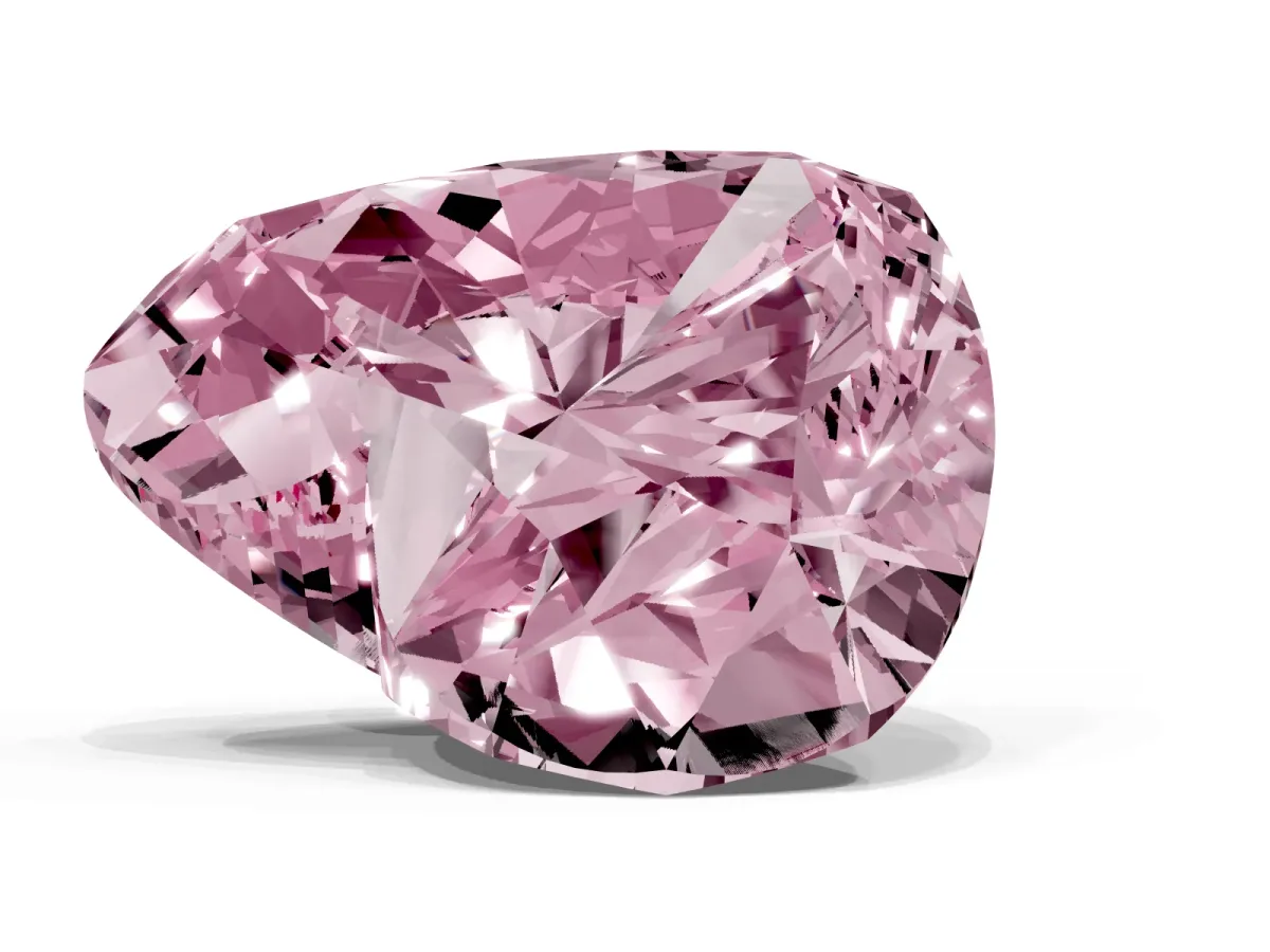Fancy Pink Heart Cut Diamond Ring with Marquise Side Stones and Prong Setting Yellow gold