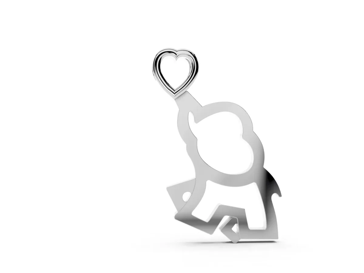 Silver Elephant Heart Pendant Silver
