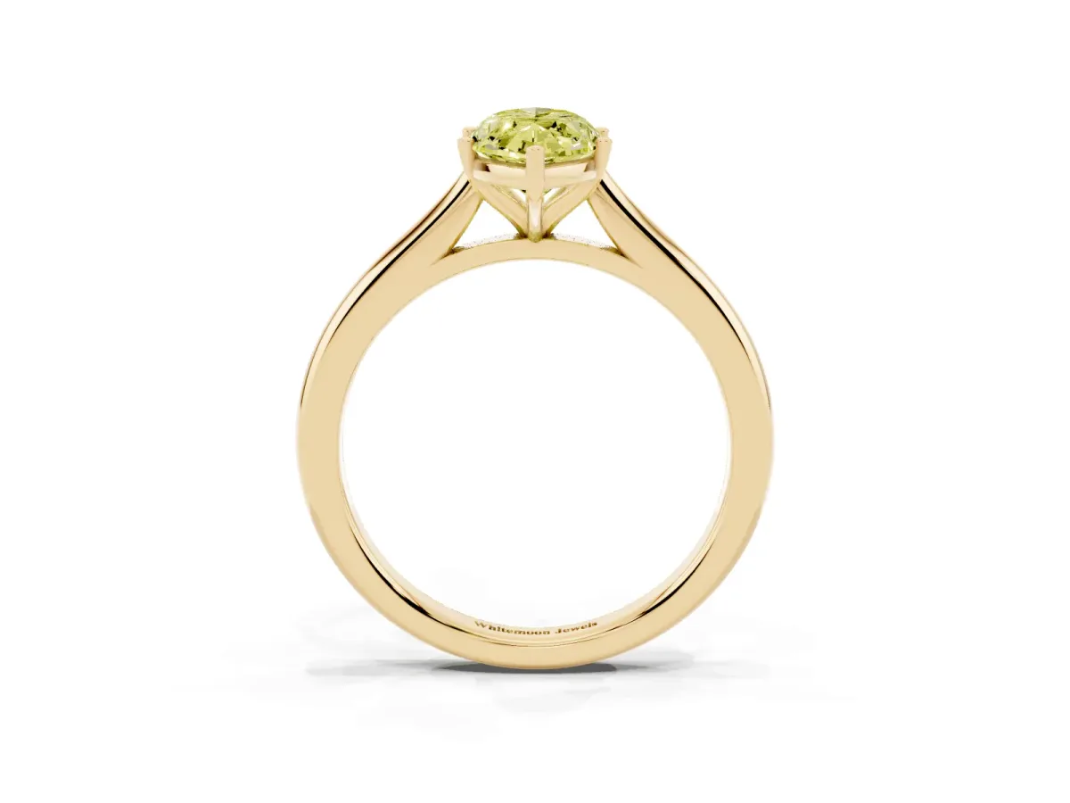 Fancy Yellow Marquise Cut Cut Solitaire Ring with Cathedral Band and Four-Prong Setting Yellow gold