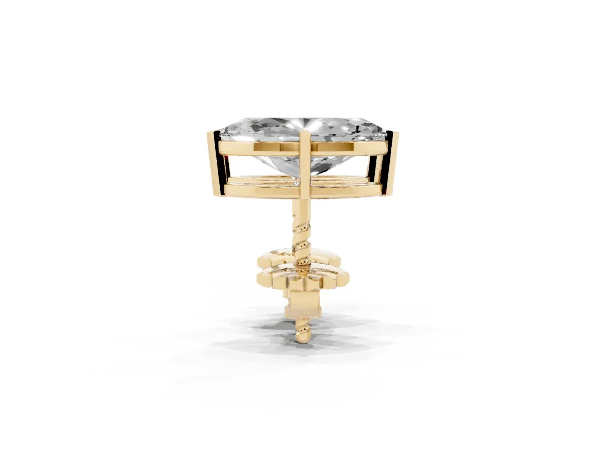 Marquise Cut Diamond Stud Earrings Yellow gold
