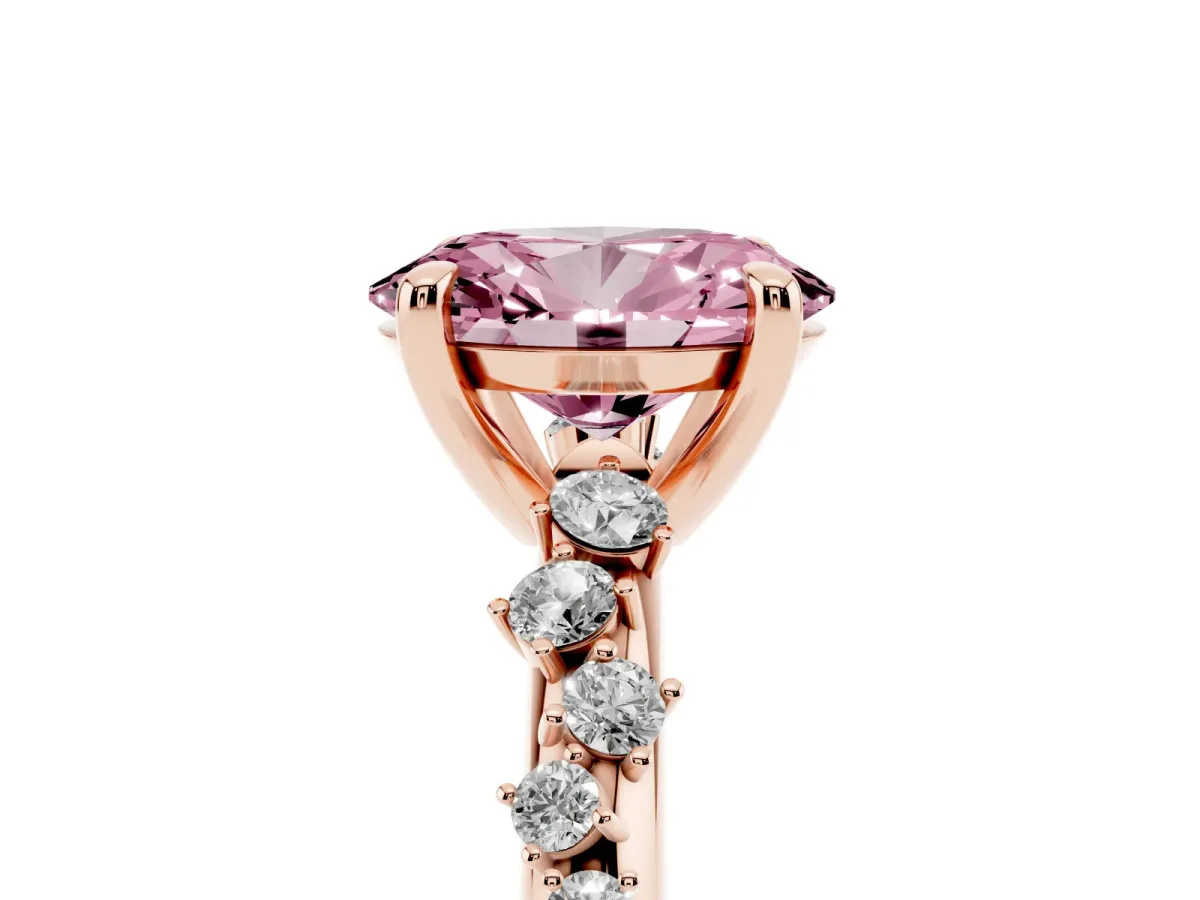 Fancy Pink Oval Cut Cut Diamond Vine Band with Four-Prong Setting Rose gold