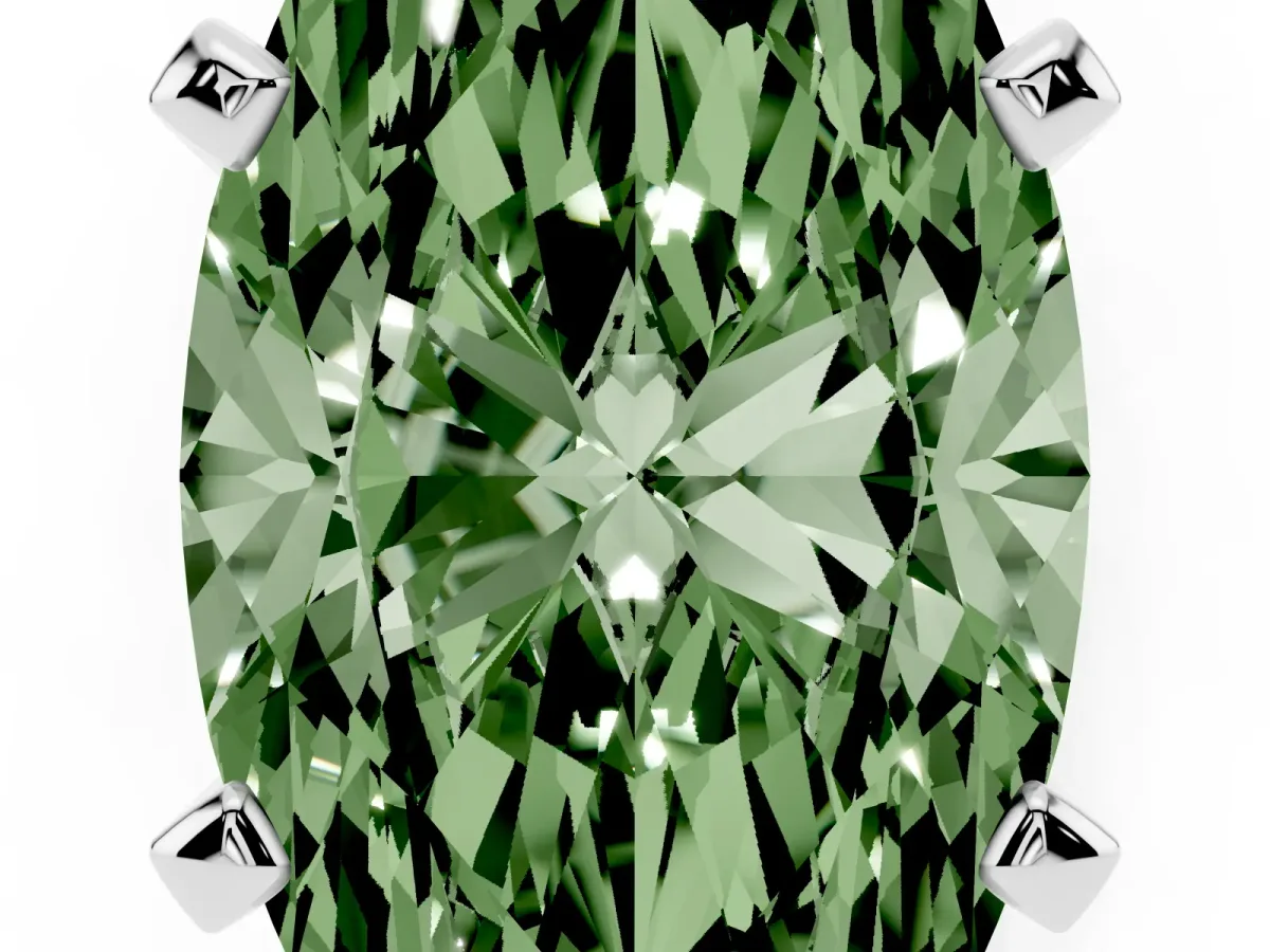 Fancy Green Marquise Cut Diamond Solitaire Ring with Prong Setting and Classic Band Silver