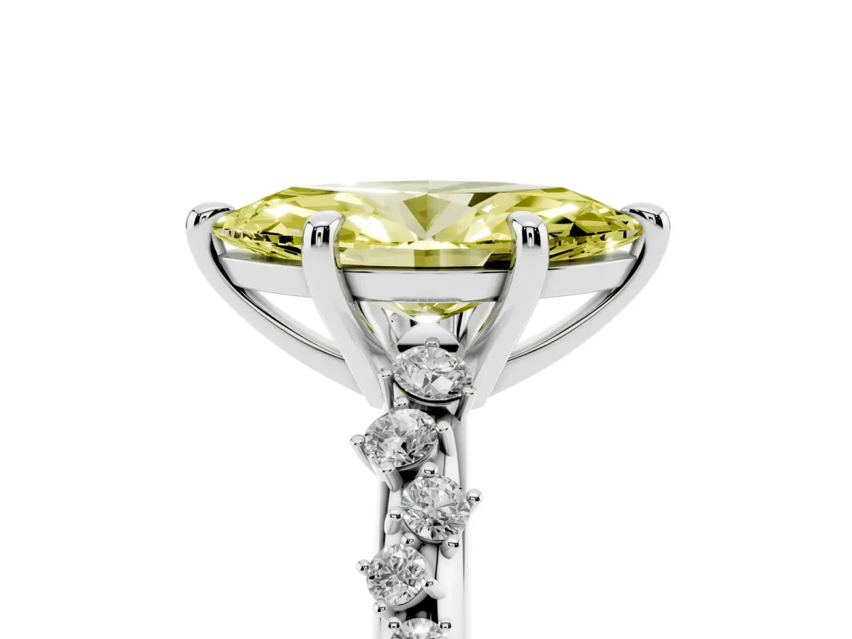 Fancy Yellow Marquise Cut Cut Diamond Vine Band with Four-Prong Setting Silver