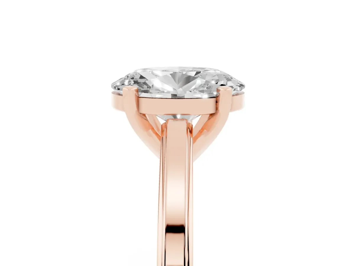 Oval Cut Solitaire Diamond Ring with Four-Prong Setting and Classic Band Rose gold