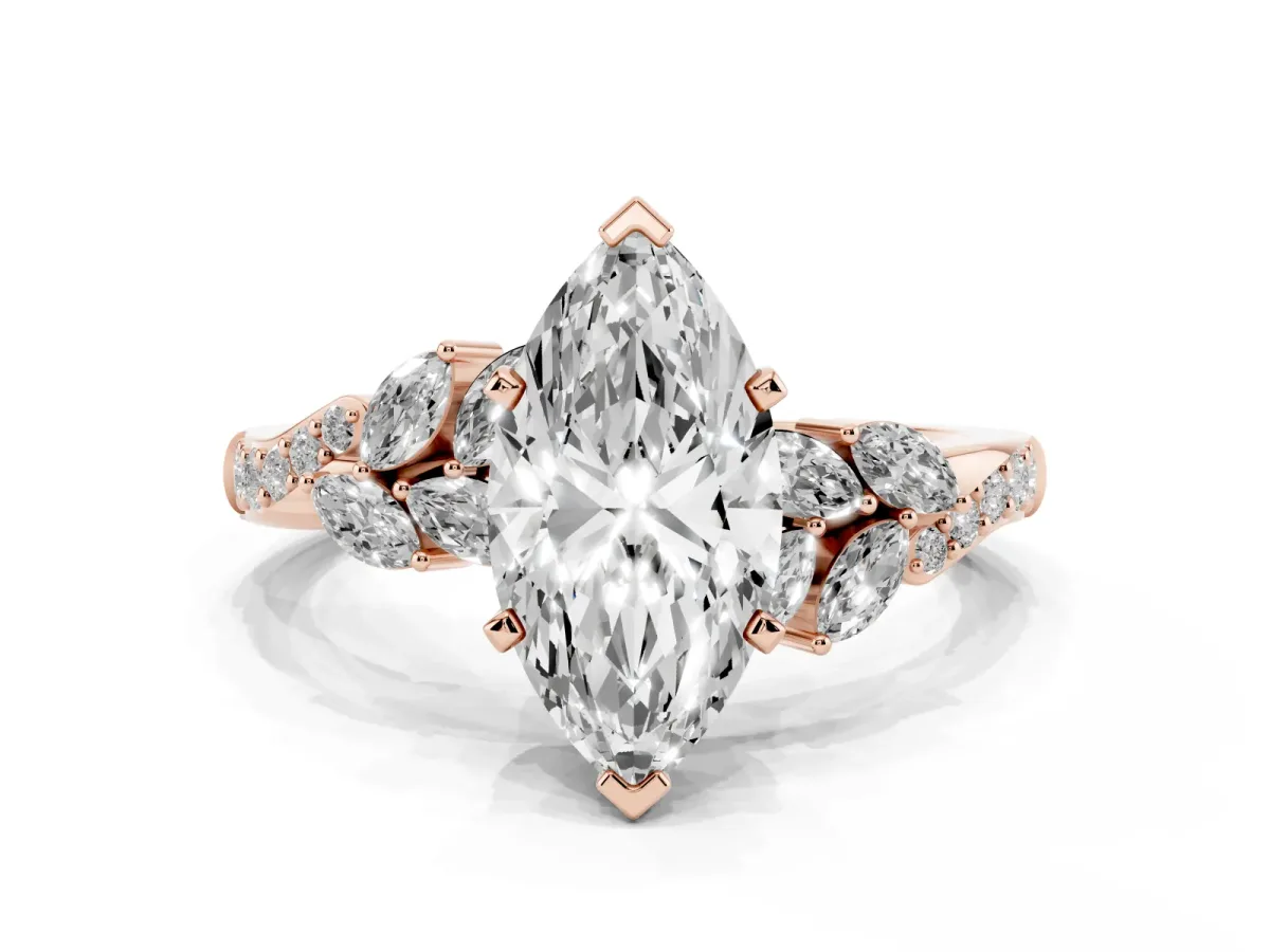 Marquise Cut Solitaire Marquise Twist Band with Six-Prong Setting Rose gold