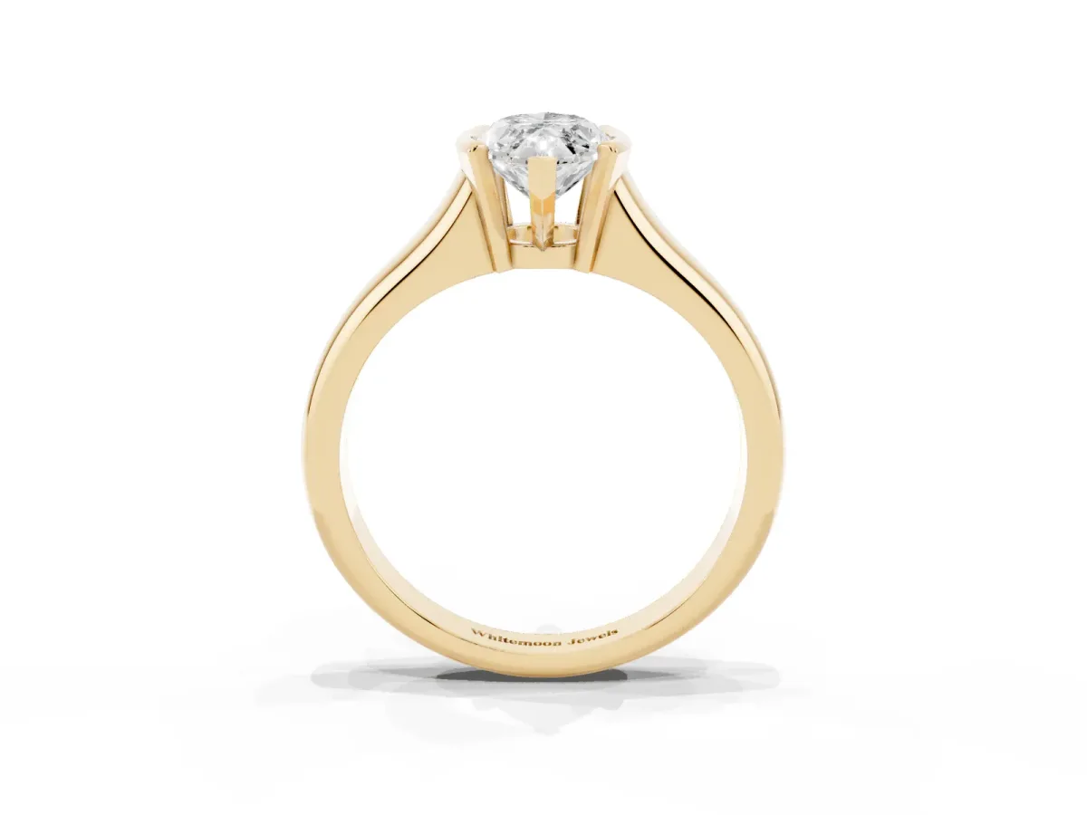 Marquise Cut Solitaire Tension Set Diamond Ring with Split Shank Band Yellow gold