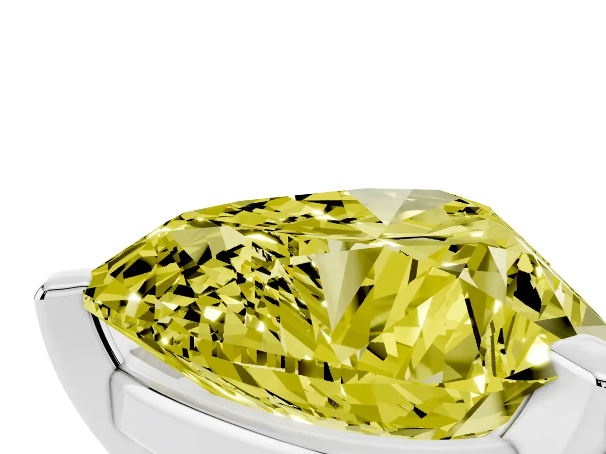 Fancy Yellow Heart Cut Diamond Solitaire Ring with Prong Setting and Classic Band White gold