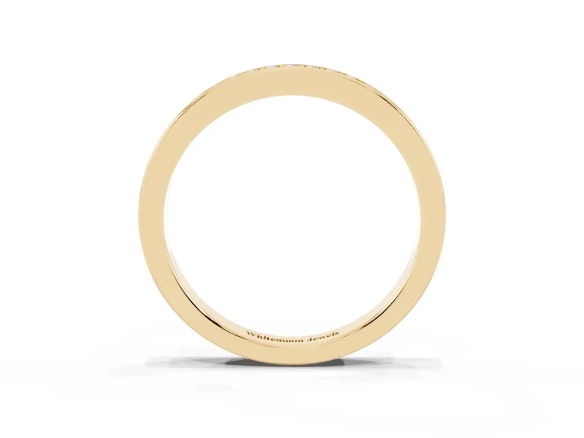 Round Diamond Pavé Set Eternity Band with Channel Setting Yellow gold