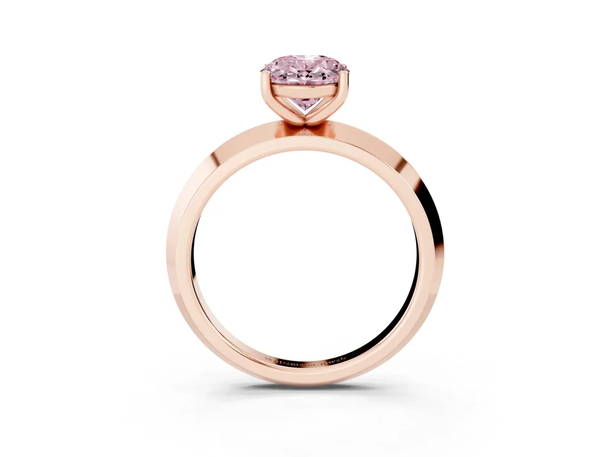 Fancy Pink Oval Cut Cut Solitaire Engagement Ring with Flat Band and Four-Prong Setting Rose gold