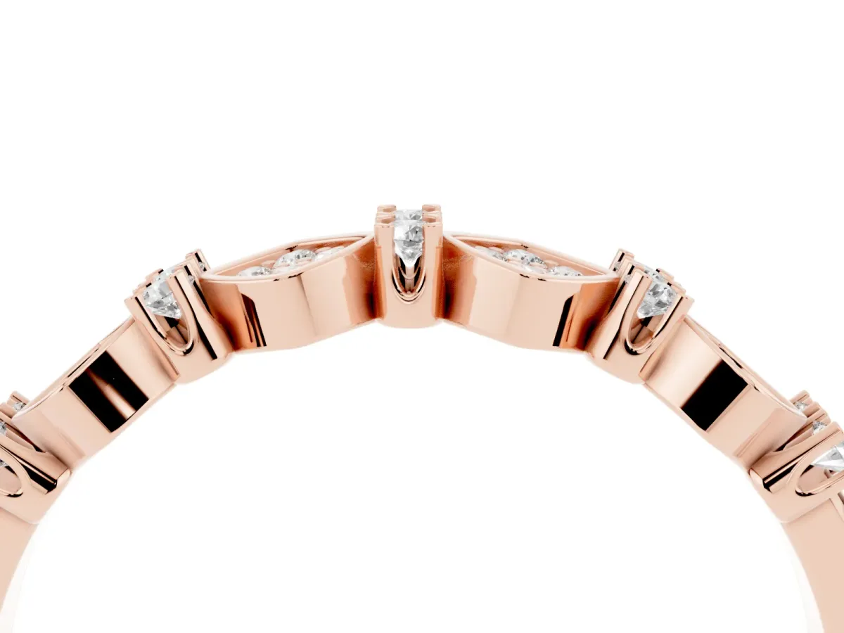 Pavé Cushion Diamond Cluster Eternity Band with Prong Setting Rose gold