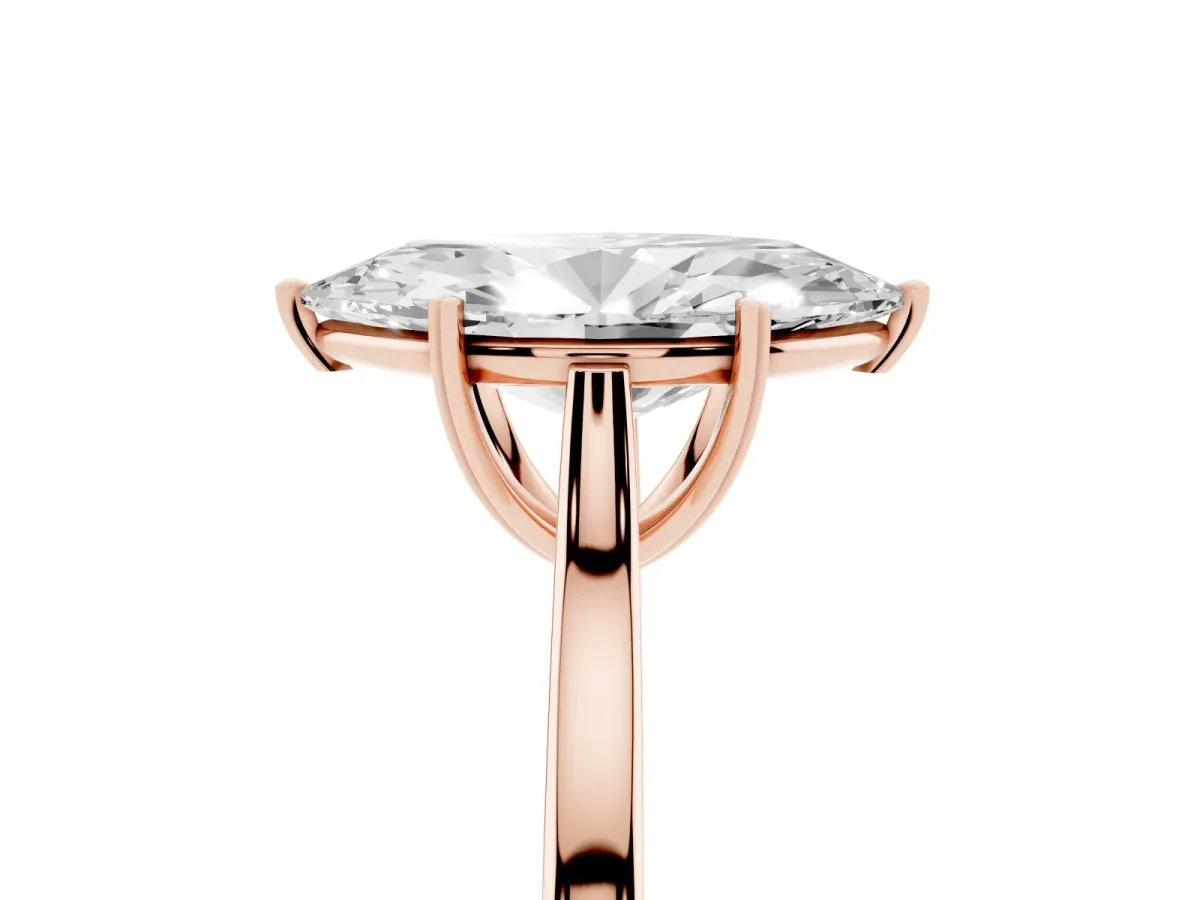 Marquise Cut Solitaire Heart Prong Engagement Ring with Tapered Band Rose gold