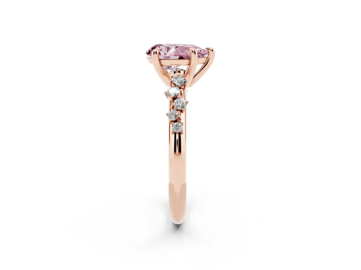 Fancy Pink Pear Cut Cut Diamond Vine Band with Four-Prong Setting Rose gold