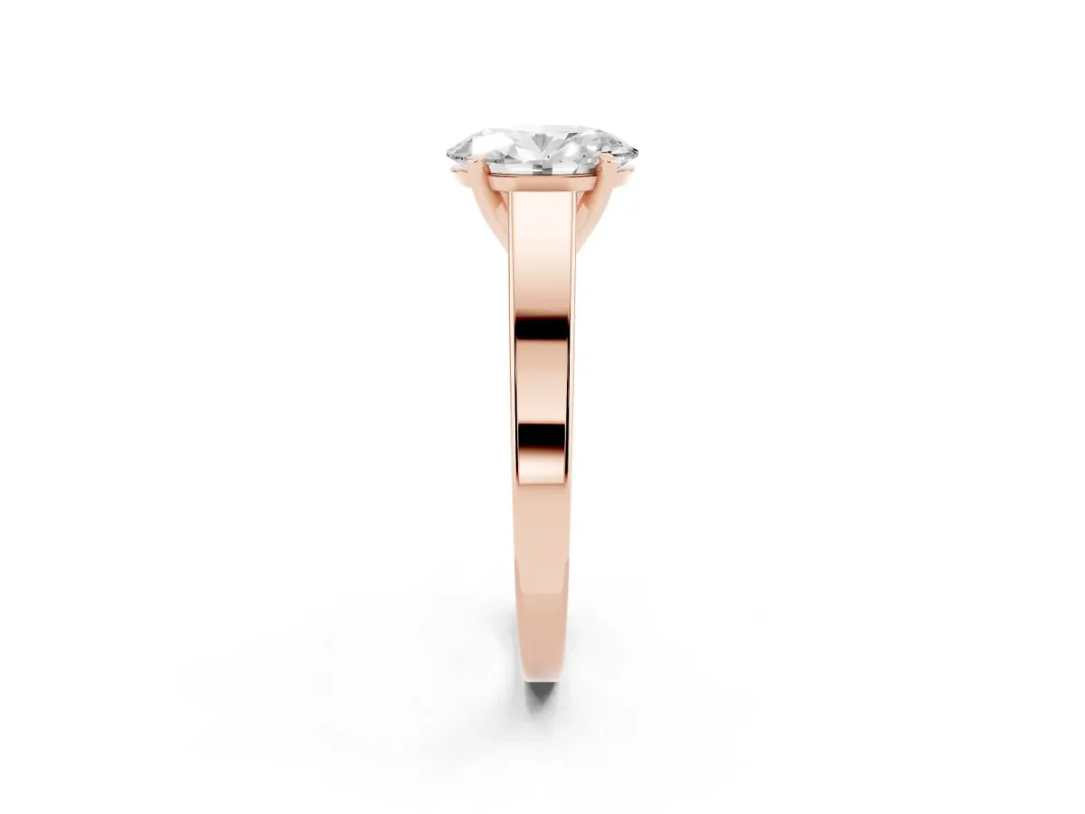 Oval Cut Solitaire Engagement Ring with Four-Prong Setting and Tapered Band Rose gold
