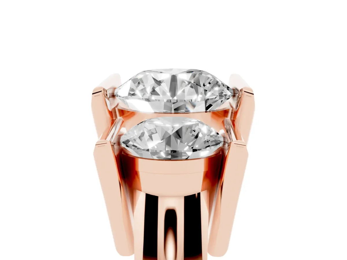 Three Stone Round Cut Cut Channel Set Diamond Ring Rose gold