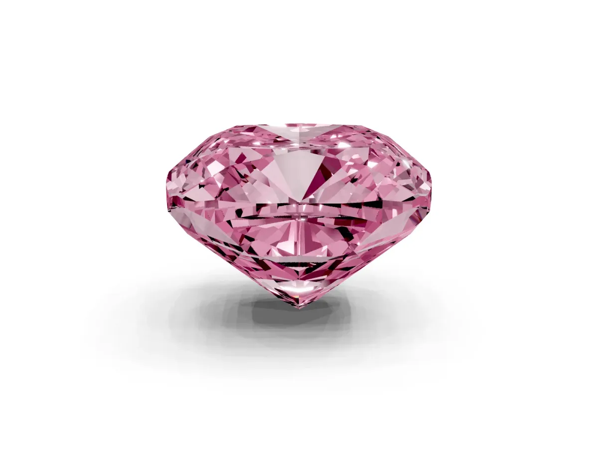 Fancy Pink Cushion Cut Halo Milgrain Solitaire with Bezel Set Side Stones and Pave Band Silver