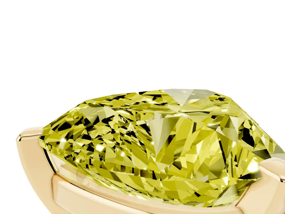 Fancy Yellow Heart Cut Diamond Solitaire Ring with Prong Setting and Classic Band Yellow gold
