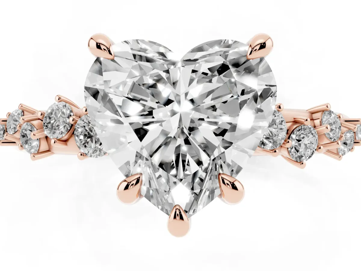 Heart Cut Cut Diamond Vine Band with Four-Prong Setting Rose gold
