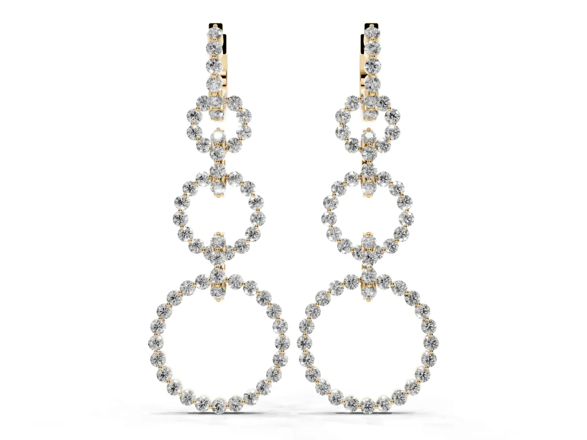 Round Diamond Multiway Open Circle Statement Earrings Yellow gold