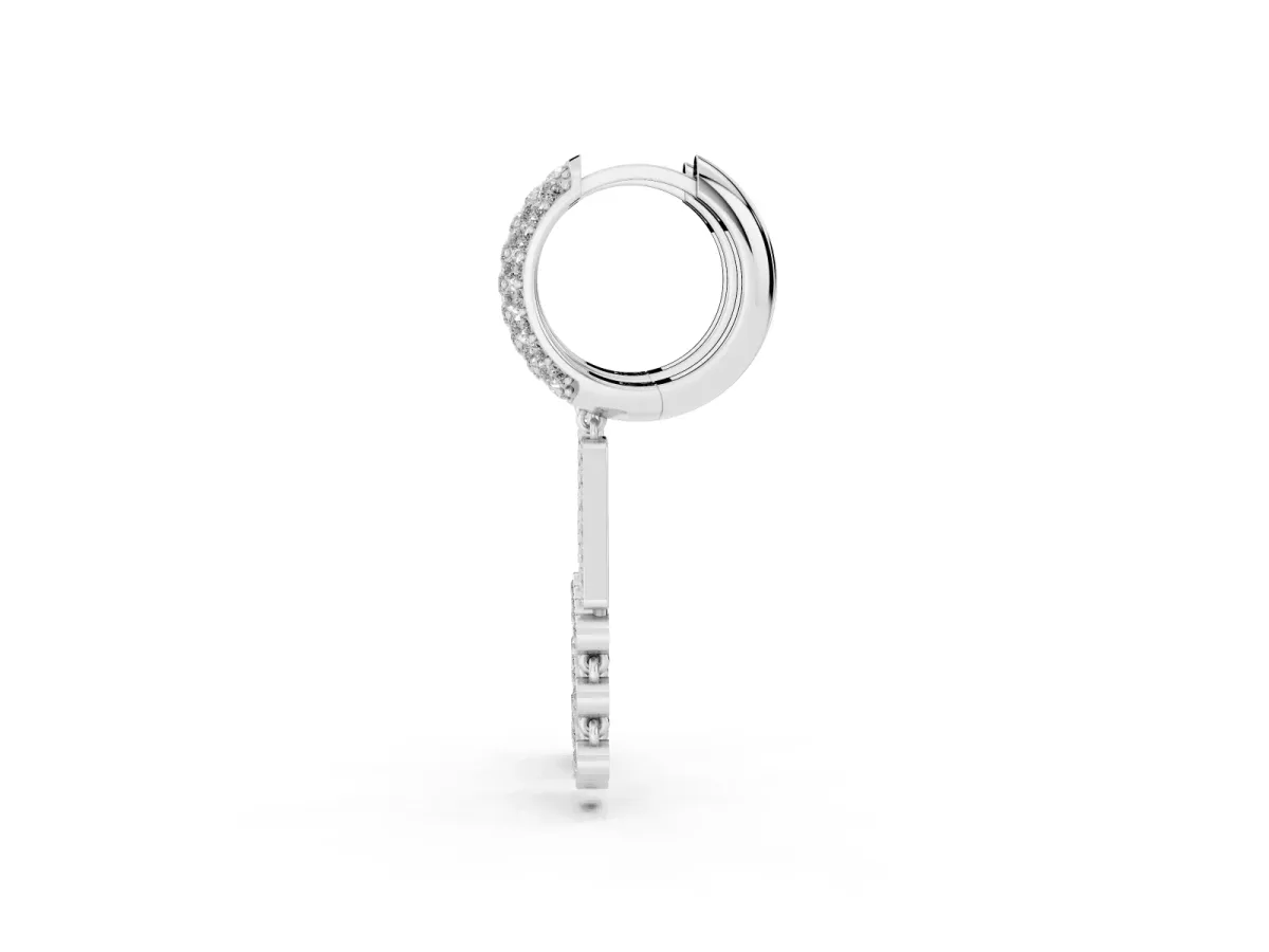 Round Diamond Initial A Huggie Hoop Earrings Platinum