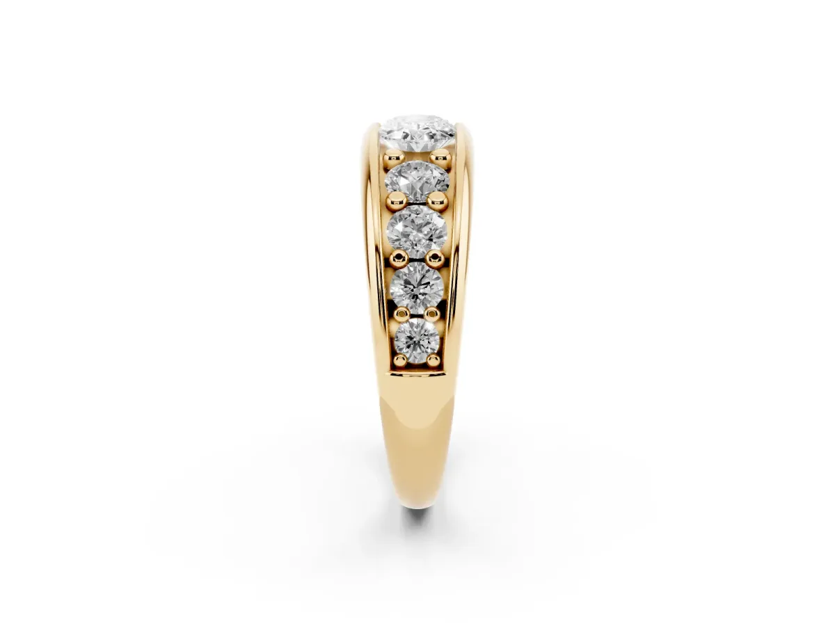 Oval Diamond Mens Ring with Round Diamond Accents Yellow gold