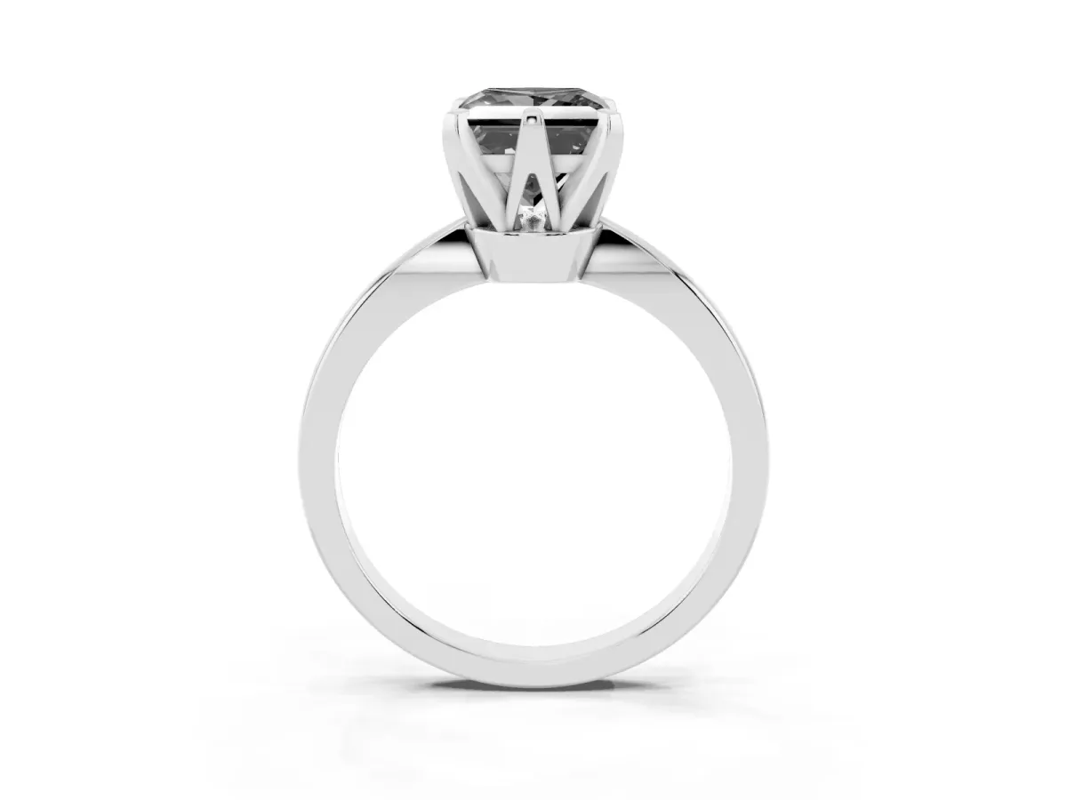 Fancy Black Princess Cut Solitaire Engagement Ring with Six-Prong Setting and Tapered Band Platinum