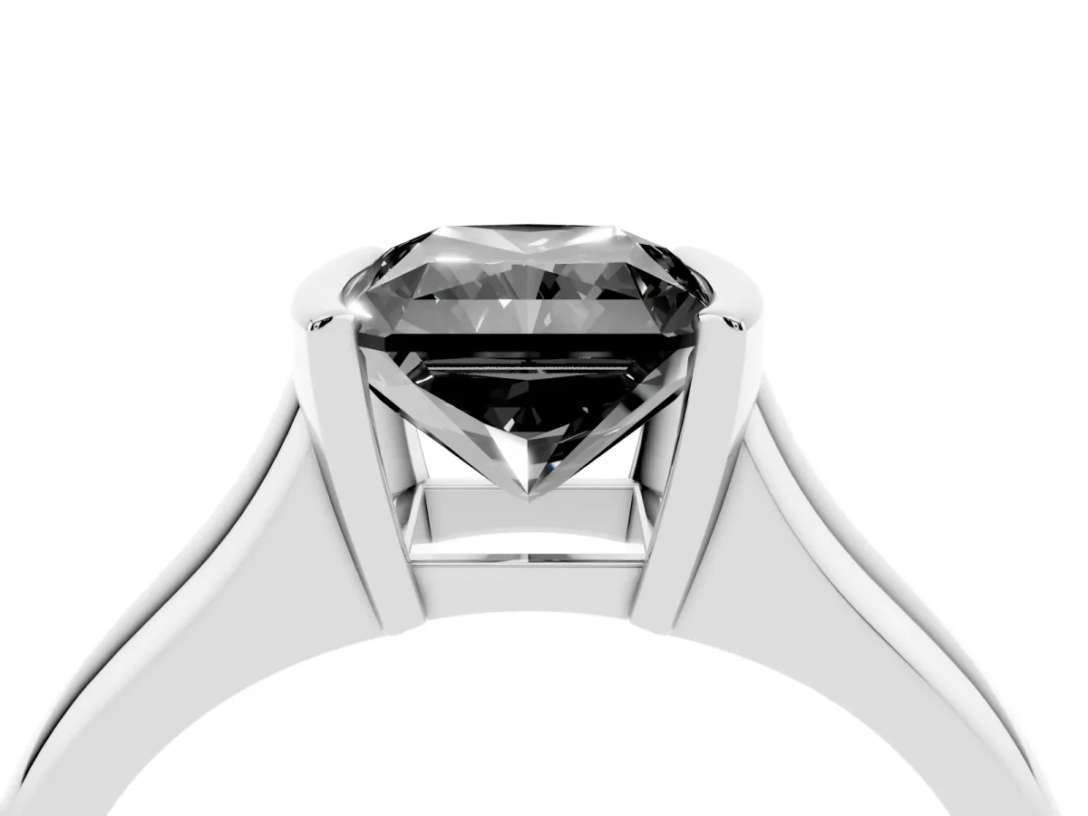 Fancy Black Radiant Cut Solitaire Tension Set Diamond Ring with Split Shank Band Platinum