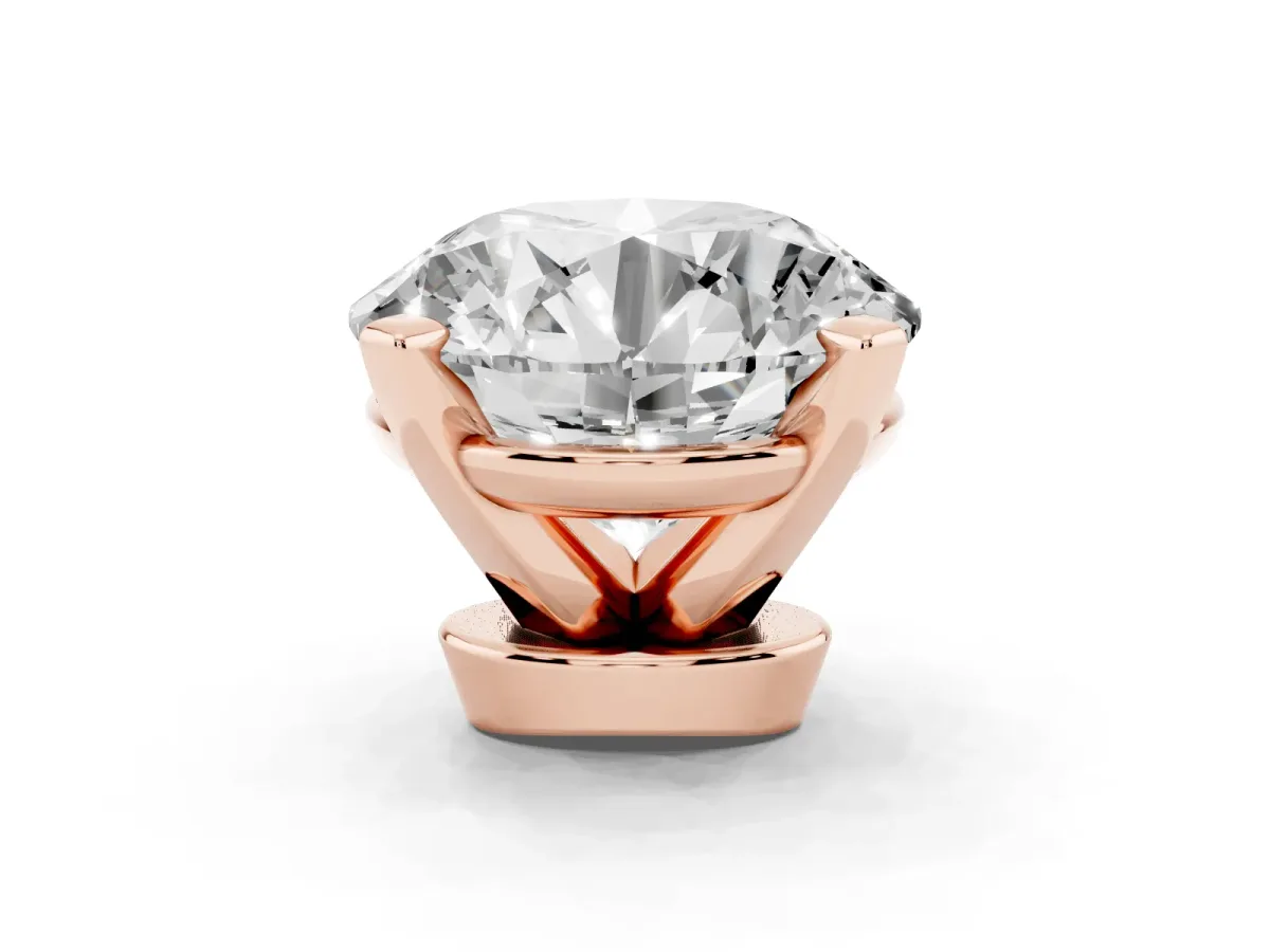 Round Cut Diamond Solitaire Ring with Prong Setting and Classic Band Rose gold