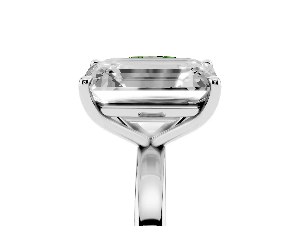 Fancy Green Cushion Cut and Emerald Cut Toi Moi Ring with Prong Setting Silver