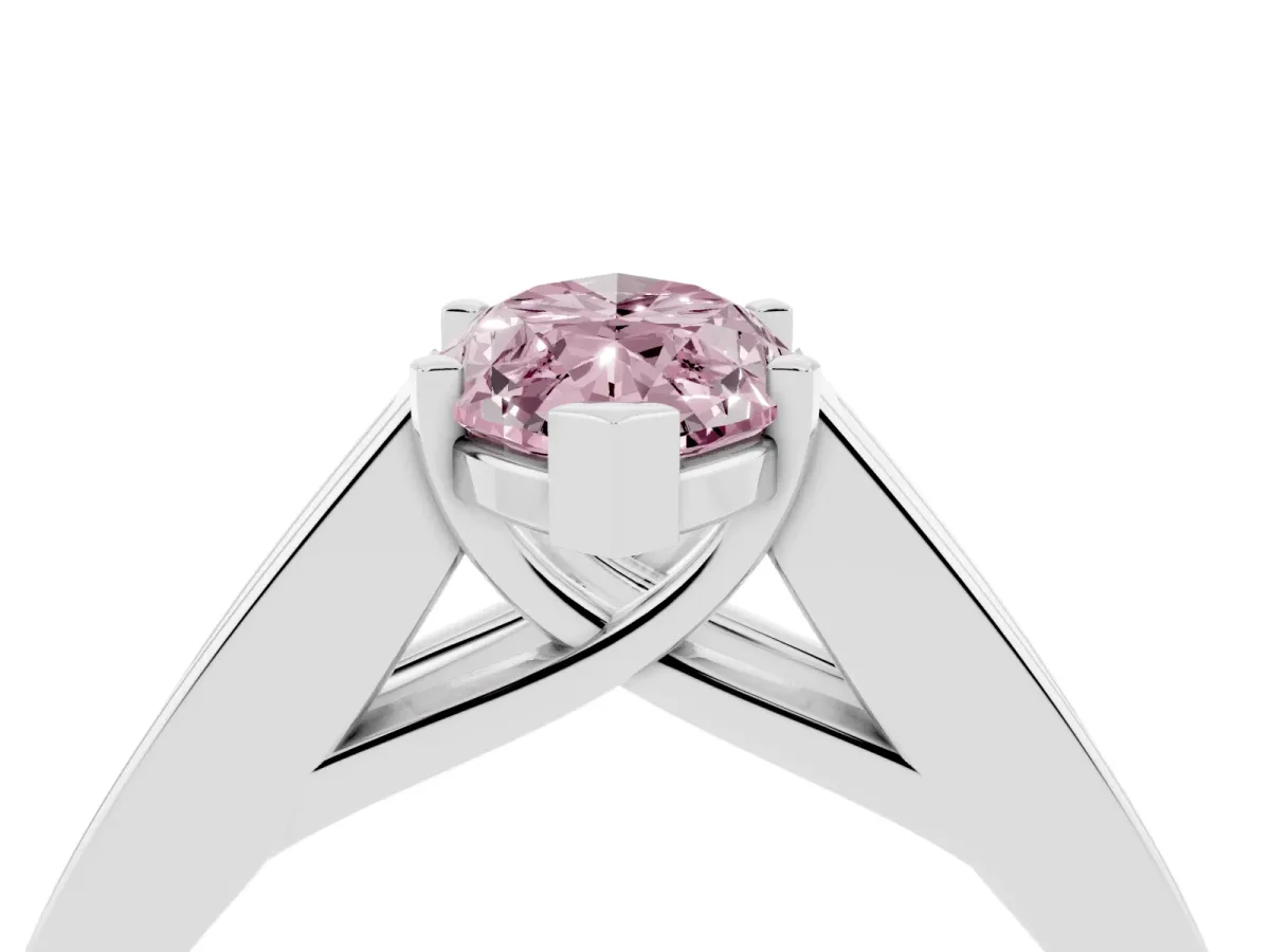 Fancy Pink Marquise Cut Cut Channel Set Solitaire Ring with Four-Prong Setting Silver