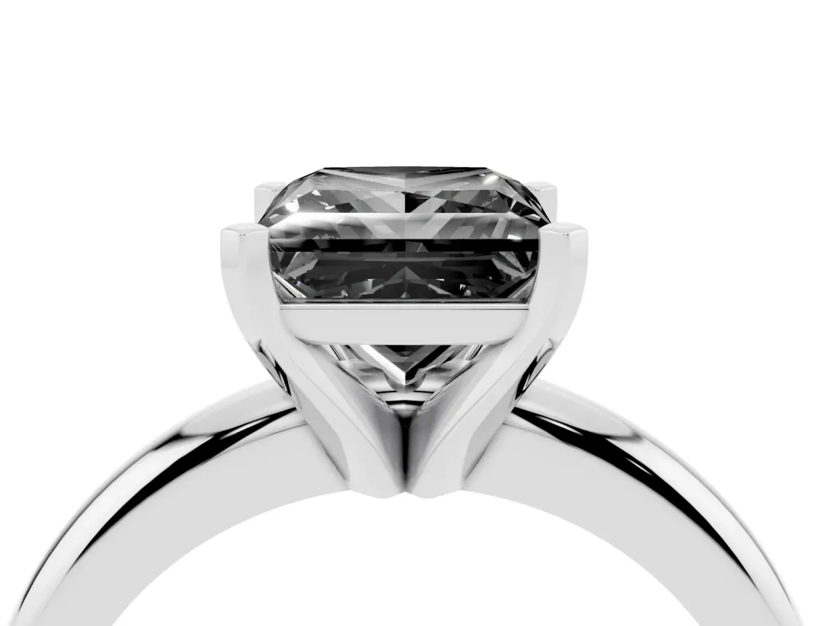 Fancy Black Princess Cut Diamond Solitaire Engagement Ring with Round Band and Four-Prong Setting Platinum