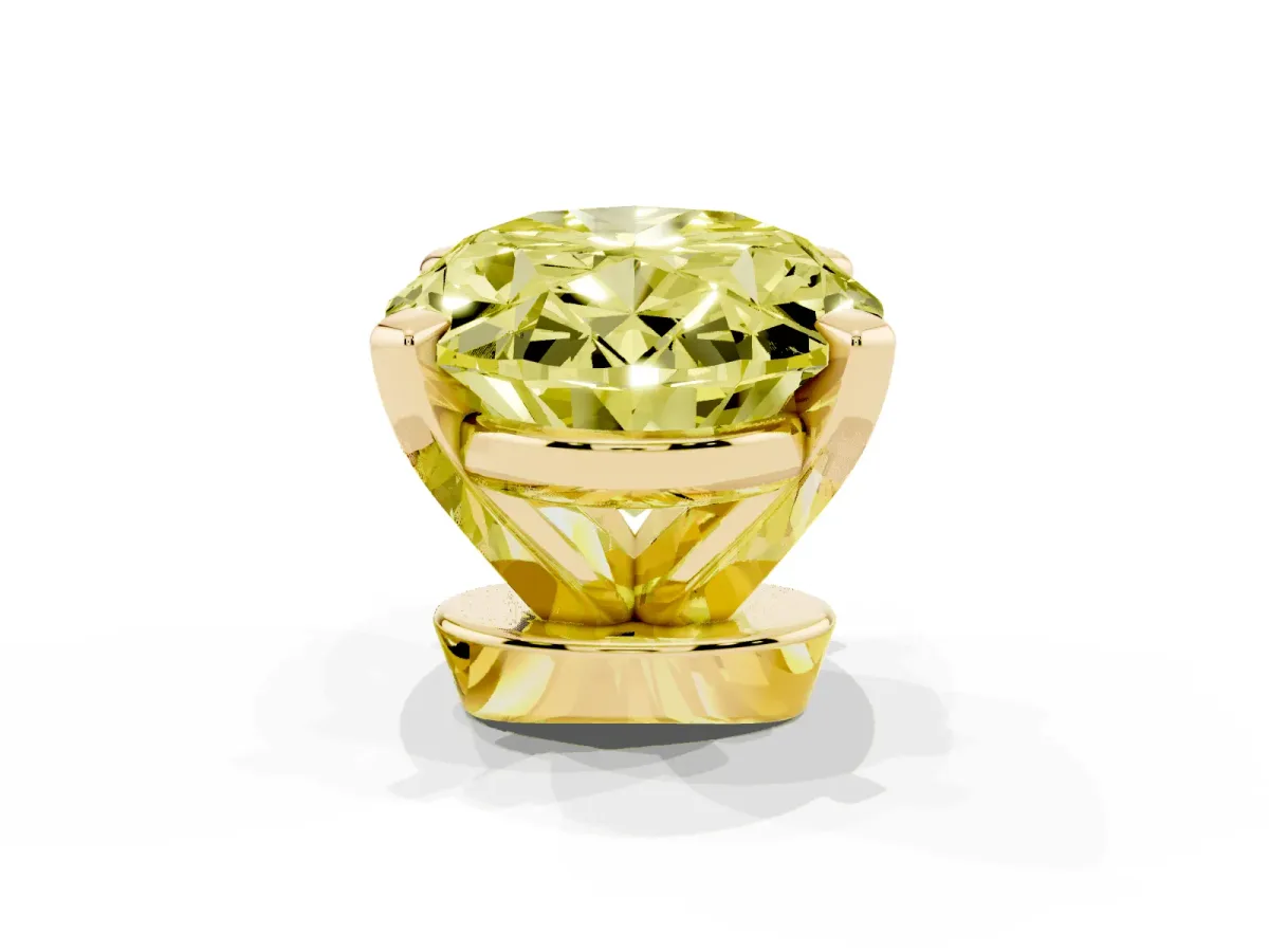 Fancy Yellow Oval Cut Diamond Solitaire Ring with Prong Setting and Classic Band Yellow gold