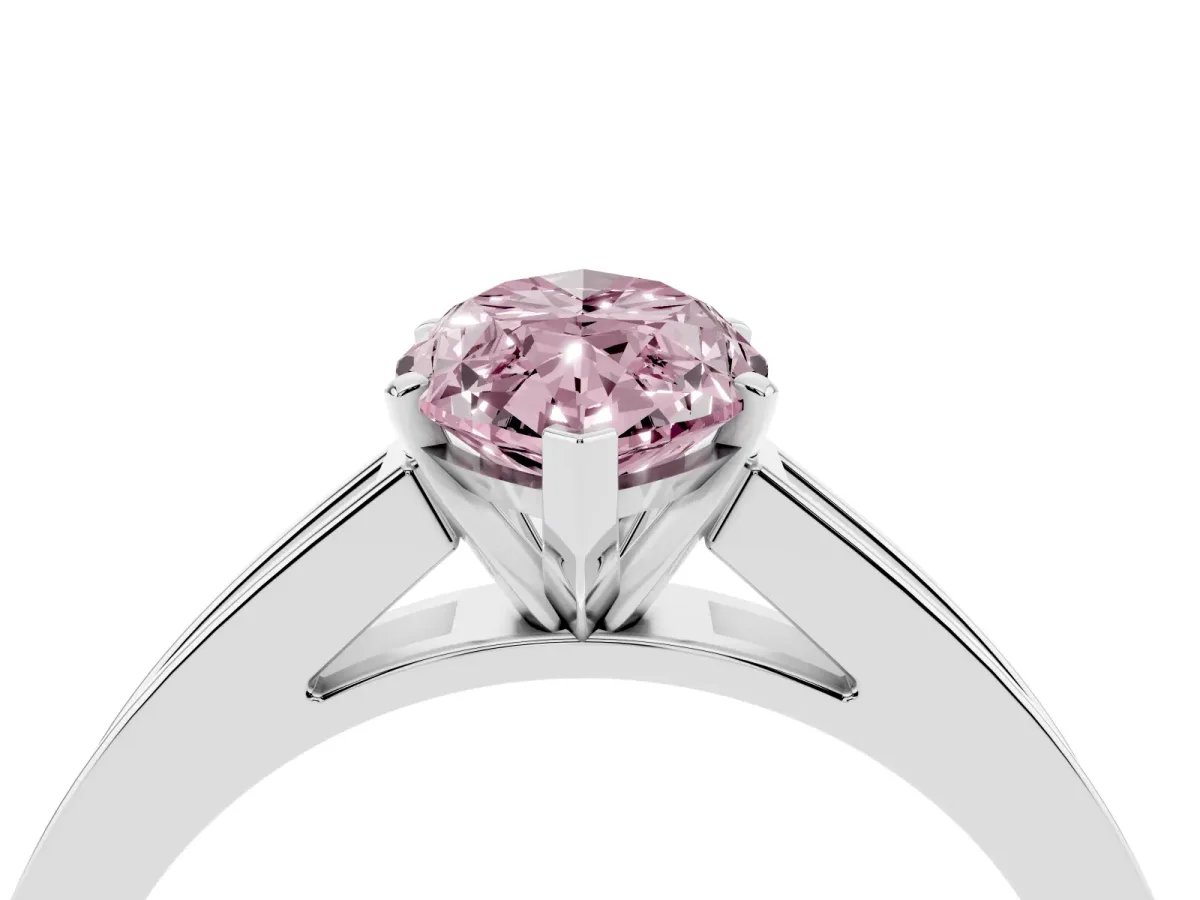 Fancy Pink Marquise Cut Solitaire Diamond Ring with Channel-Set Band and Four-Prong Setting White gold