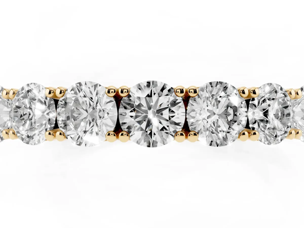Round Diamond Eternity Band with Pavé Setting and Shared Prong Yellow gold