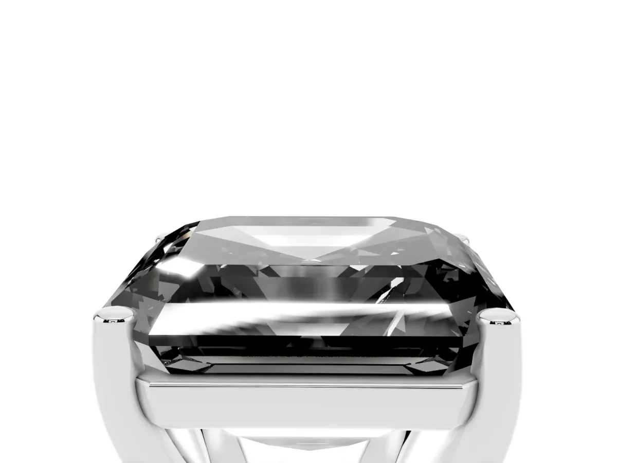 Fancy Black Asscher Cut Cut Diamond Solitaire Engagement Ring with Tapered Plain Band and Four-Prong Setting Platinum