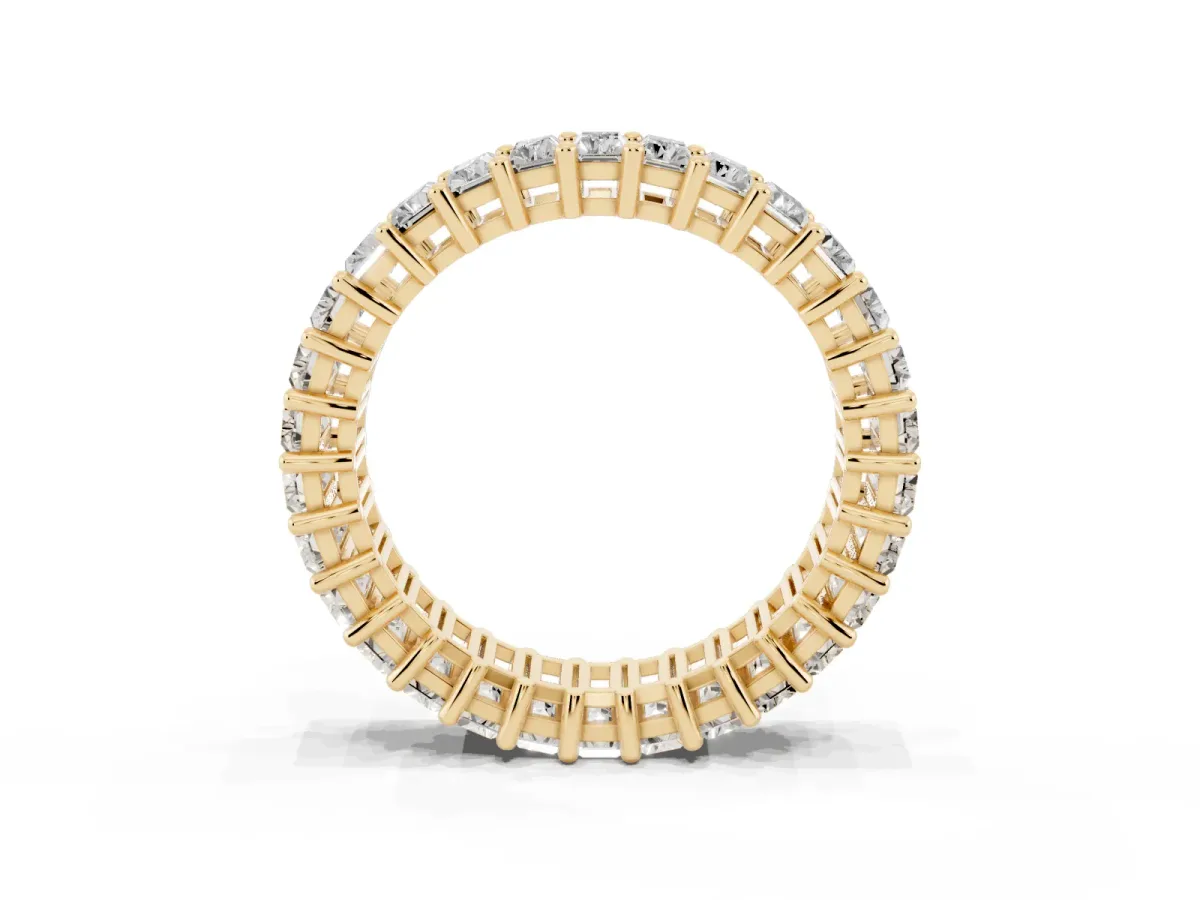 Baguette Cut Eternity Band with Shared Prong Setting Yellow gold