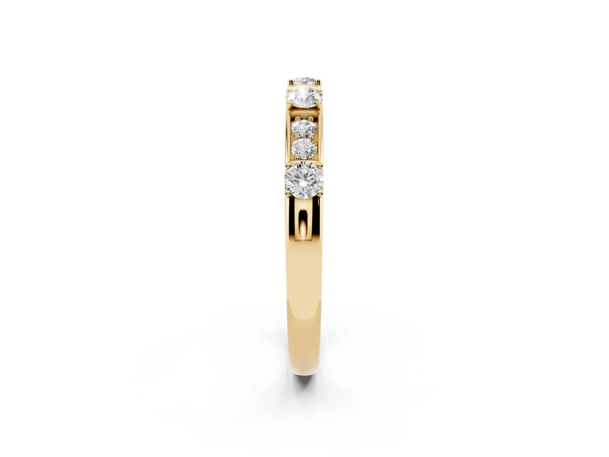 Round Diamond Channel Set Eternity Band with Prong Setting Yellow gold