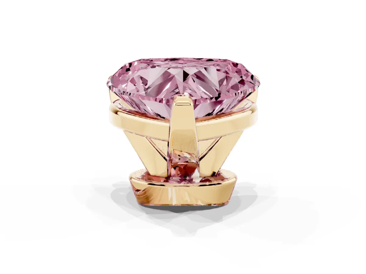Fancy Pink Heart Cut Diamond Solitaire Ring with Prong Setting and Classic Band Yellow gold